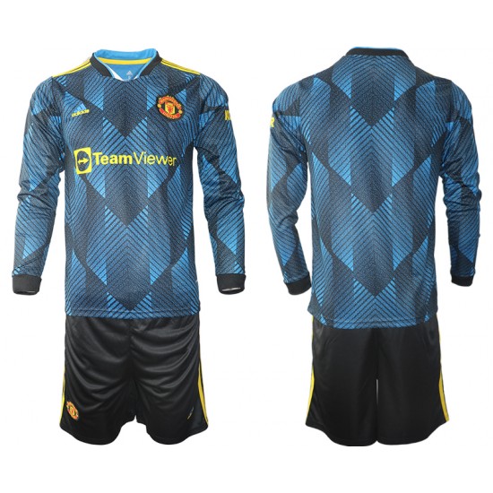 Camisola Manchester United Criança Equipamento Terceiro 2021-2022 Manga Comprida